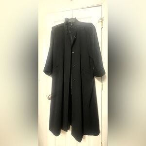 Steve by Searle Lined Black 100% Wool Long Swing Coat Size 14/16 25" PTP Vtg